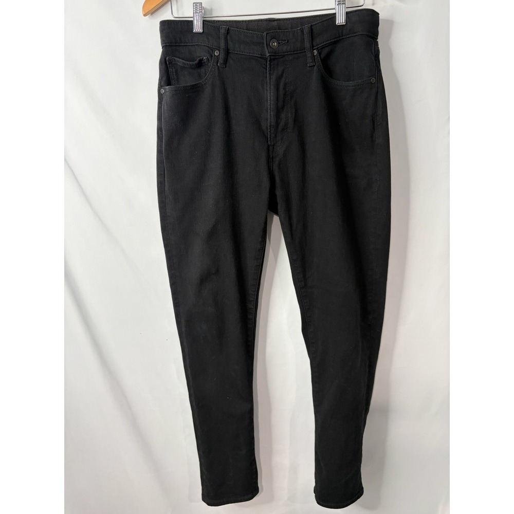 Uniqlo EZY Jeans Mens Medium Black Slim Tapered Stretch Denim Pants 30 Grunge